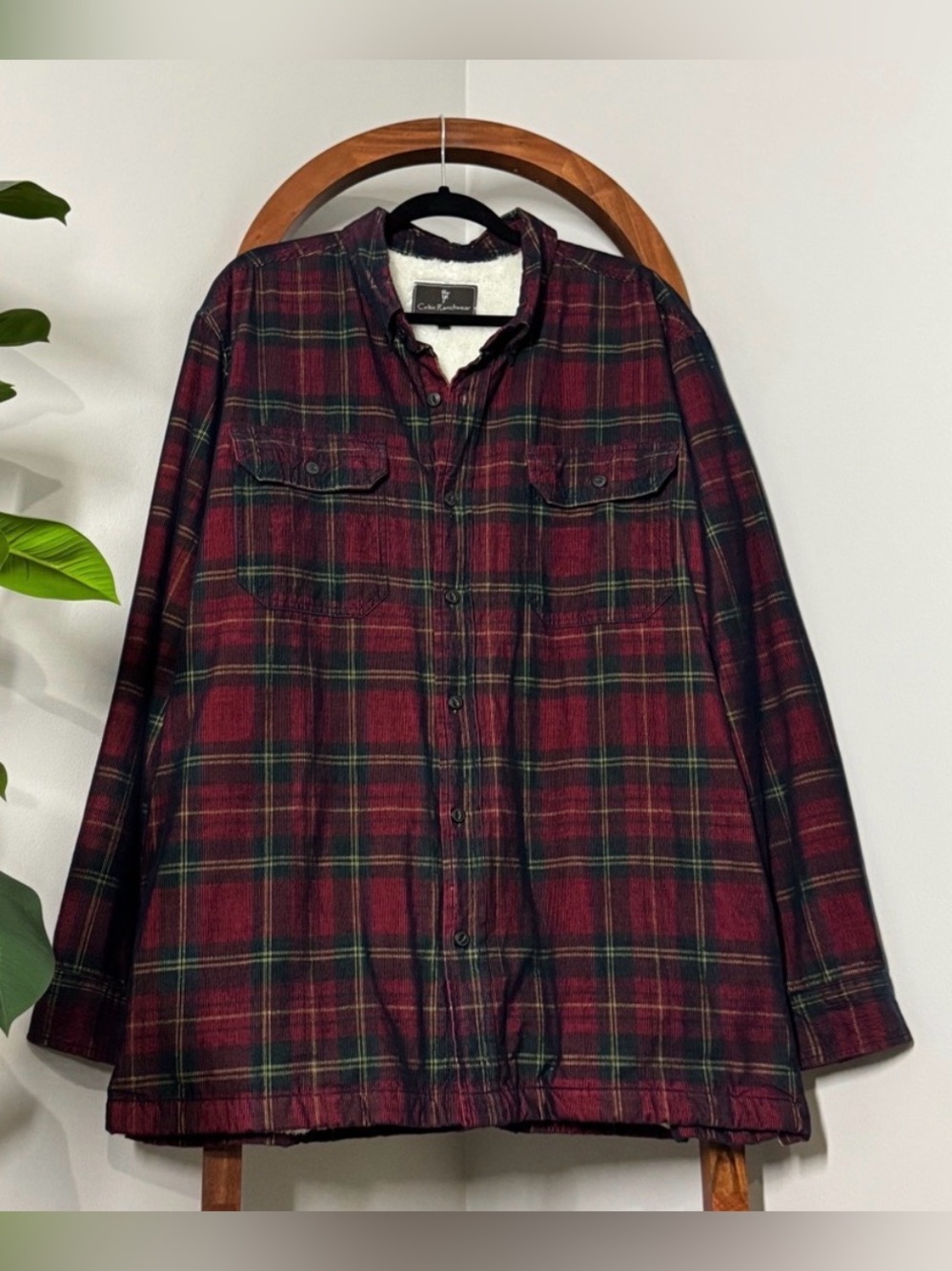 Celtic Ranchwear Men's XL Red Plaid Corduroy Button Shirt Jacket Shacket